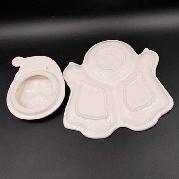 Ceramic Santa Chip & Covered Dip Platter Hand Painted Vintage Christmas St. Nick - Picture 6 of 10